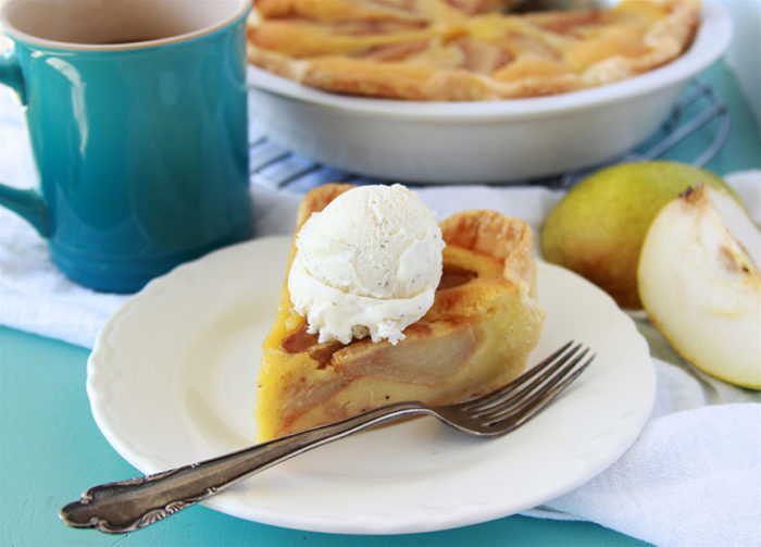 Pear Tart &agrave; la mode is a beautiful dessert that will bring a smile to every person at your table! www.cookingwithruthie.com
