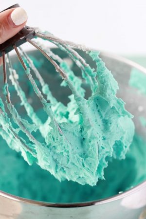 Tiffany Blue Frosting Recipe is an easy buttercream with exactly the perfect shade of "Tiffany Blue"! by cookingwithruthie.com