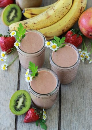 Tropical Chocolate Protein Smoothie is a nutritious and filling way to start off your day! by cookingwithruthie.com