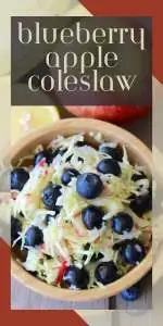 Add a twist to your coleslaw with fresh blueberries and apple! This crunchy, lightly dressed salad brings color and flavor to any meal table. | cookingwithruthie.com #FruitColeslaw #BlueberryApple #CrunchSalad #SideDishIdeas #CookingWithRuthie #HealthySides #SummeryFlavors #FreshRecipe
