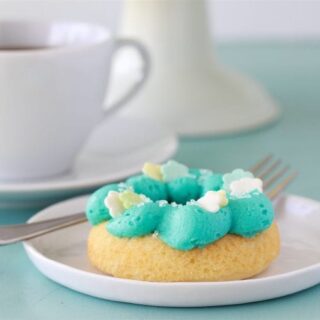 Tiffany Blue Baked Vanilla Donuts Recipe are beautiful for any occasion and just about the cutest lil' baked doughnuts I've ever seen! by cookingwithruthie.com
