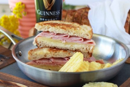 Ham and Swiss Grilled Cheese with Zesty Mayo Recipe turns a classic into grilled cheese magic! by cookingwithruthie.com