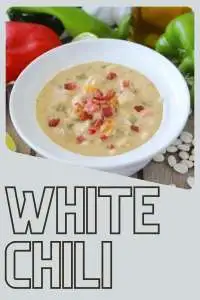 Warm up with this creamy White Chicken Chili—packed with beans, tender chicken, green chiles, and savory herbs. Perfect for cozy dinners or game-day nights. | cookingwithruthie.com #WhiteChili #ChickenSoup #ComfortFood #CookingWithRuthie #ChiliRecipe #CozyDinner #WeeknightMeals #Flavorful