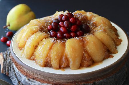 Pear Upside-Down Bundt Cake Recipe is a lovely way to celebrate the holidays this year! by cookingwithruthie.com