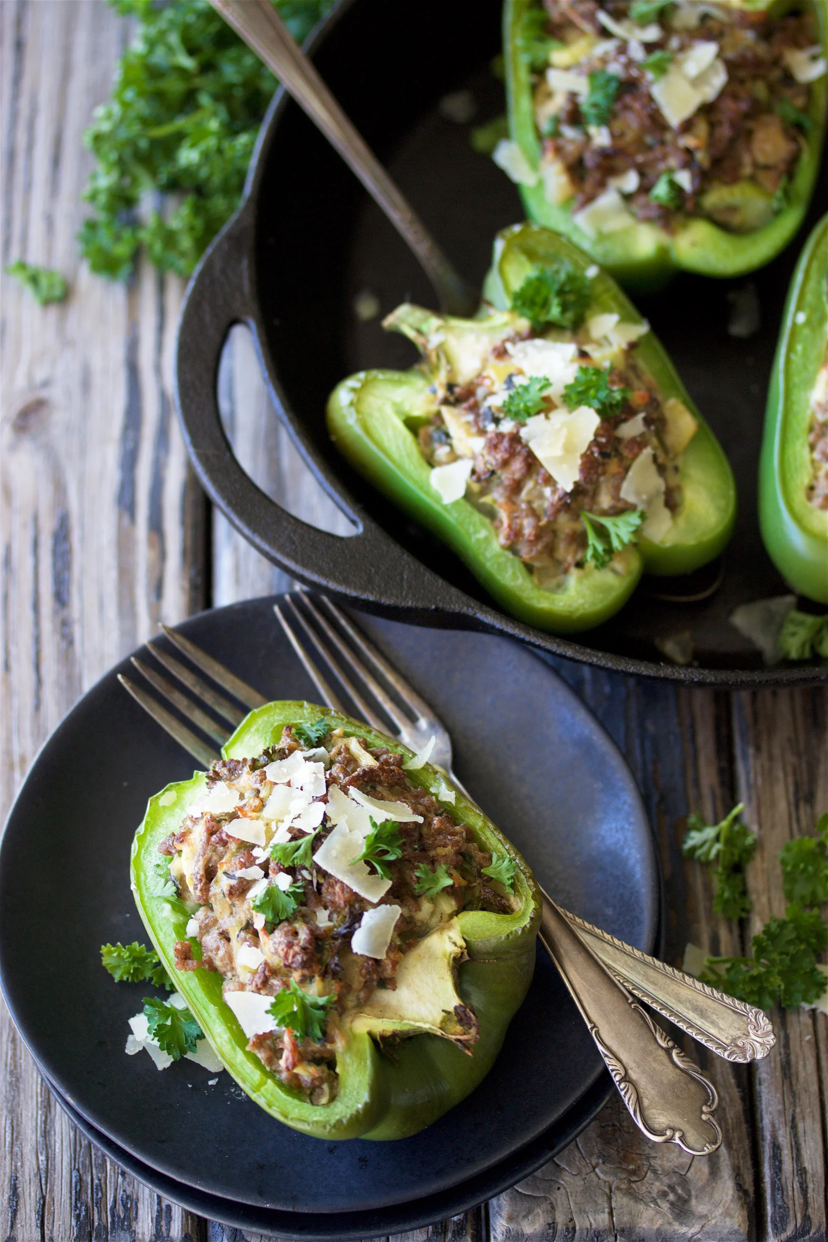 Artichoke & Parmesan Cheese Stuffed Peppers Recipe is the perfect St. Patricks Day dinner! by cookingwithruthie.com