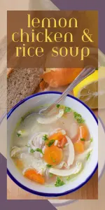 This simple Lemon Chicken & Rice Soup uses pantry ingredients to deliver a cozy, citrus-kissed bowl that comforts and satisfies. | cookingwithruthie.com #ChickenRiceSoup #LemonFlavor #HomemadeSoup #ComfortMeals #CookingWithRuthie #WeeknightSoup #SoulFood #SimpleCooking