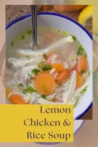 This Lemon Chicken Rice Soup brings citrusy brightness plus comforting warmth &mdash; made with simple pantry staples and ready in minutes for a nourishing bowl. | cookingwithruthie.com #LemonChickenSoup #ChickenRiceSoup #ComfortSoup #EasyDinner #PantryStaples #CookingWithRuthie #HealthyMeals #SoupSeason