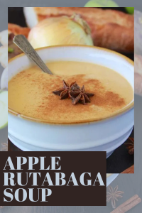 This autumn bowl blends tart apples, creamy rutabaga, warming spices & a touch of butter. Cozy, nourishing, and perfect for chilly evenings! || cookingwithruthie.com #AppleRutabagaSoup #FallSoup #AutumnRecipes #ComfortFood #CookingWithRuthie
