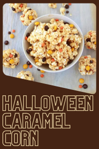 This festive treat combines air-popped popcorn with a rich caramel sauce made from brown sugar, sweetened condensed milk, corn syrup, and butter. Tossed with colorful Halloween M&M’s, it’s perfect for parties, movie nights, or as a homemade gift. Make it into popcorn balls for added fun! #HalloweenTreats #CaramelCorn #FallSnacks #PopcornBalls #CookingWithRuthie