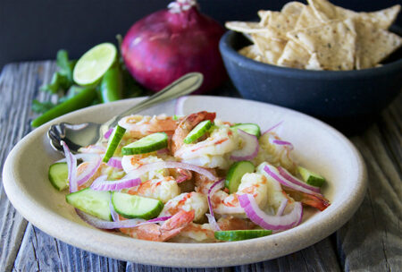 Yucatán Shrimp Ceviche Recipe is an authentic seafood ceviche inspired by my recent travels to Yucatán, Mexico! by cookingwithruthie.com