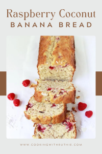 Delight in the perfect blend of sweet bananas, tangy raspberries, and rich coconut in this Raspberry Coconut Banana Bread. Enhanced with the subtle depth of sourdough starter or sour cream, this moist loaf is a must-try for banana bread enthusiasts. Ideal for breakfast, snacks, or dessert. #BananaBread #RaspberryCoconut #SourdoughBaking #ComfortFood #BakingRecipes #CookingWithRuthie