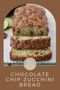 "Moist zucchini bread loaded with melty chocolate chips—like dessert in disguise, perfect for breakfast or an afternoon pick-me-up! || cookingwithruthie.com #ZucchiniBread #ChocolateChipLove #BrunchBakes #SweetSnack #HomeBaked #ComfortFood #BakeAndShare #MorningTreat"