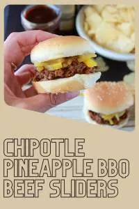 Turn up the flavor with beef sliders slathered in pineapple BBQ sauce and a chipotle kick&mdash;sweet, smoky, and unforgettable. | cookingwithruthie.com #SweetAndSpicy #PineappleBBQ #BBQBeef #SliderRecipe #CookingWithRuthie #GameDayEats #FlavorBurst #SummerFlavors