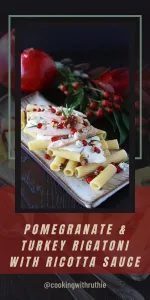 Warm, cheesy and loaded with tender turkey, this Blue Cheese & Ricotta Rigatoni is the ultimate winter comfort meal &mdash; cozy enough for December, yet elegant enough for holiday dinner tables. 🍲 | cookingwithruthie.com #comfortfood #winterrecipes #pastalove #turkeydinner #bluecheesepasta #cozymeals #holidaycooking #cookingwithruthie