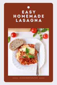 "Layers of pasta, rich sauce, and gooey cheese—Momma’s lasagna is the kind of recipe that tastes like home. || cookingwithruthie.com #HomemadeLasagna #FamilyFavorites #ItalianComfort #PastaLovers #CheesyLayers #SundayDinner #ClassicLasagna #CozyEats"