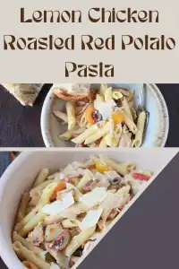 Juicy, lemon-infused chicken paired with tender roasted red potatoes and pasta &mdash; this Lemon Chicken Roasted Red Potato Pasta is a warm, comforting dish that hits the spot on chilly December nights. Simple, satisfying, and perfect for a cozy winter dinner. 🍋🍝 | cookingwithruthie.com #lemonchicken #comfortfood #winterdinner #pastalover #onepotmeal #cookingwithruthie #cozymeals #pinterestfood