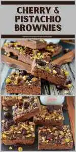 Fudgy dark chocolate brownies loaded with tart cherries and crunchy pistachios &mdash; a decadent treat perfect for cozy December nights and festive dessert tables. 🍒🍫 | cookingwithruthie.com #darkchocolatebrownies #holidaybaking #cherrybrownies #pistachiobrownies #winterdesserts #festivetreats #pinterestfood #cookingwithruthie