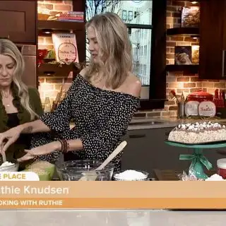 Peppermint Hot Cocoa Krispie Treat FOX13 on www.cookingwithruthie.com