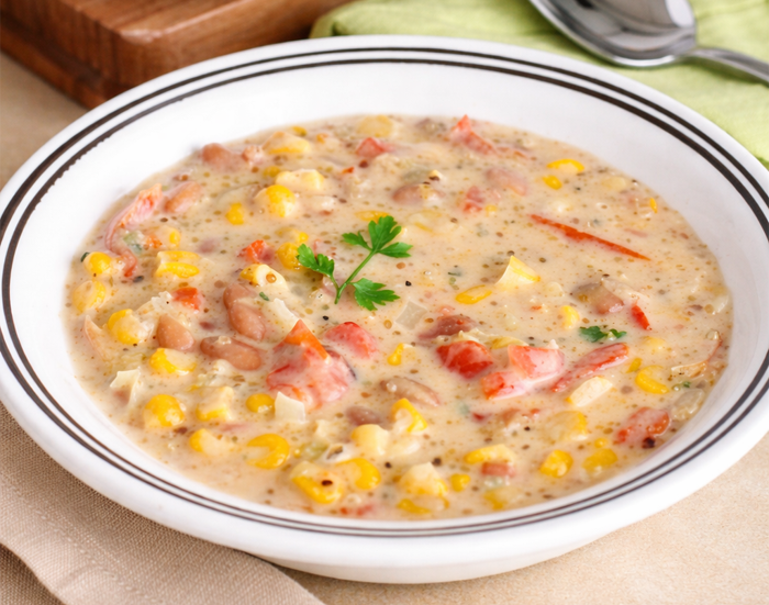 Quinoa Corn Chowder Recipe by www.cookingwithruthie.com