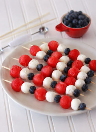Patriotic Fruit and Cheese Kabobs Recipe from www.cookingwithruthie.com